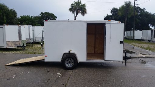 6x10 SA Trailer - White, Ramp, Side Door