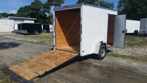 6x10 SA Trailer - White, Ramp, Side Door, Extra Height