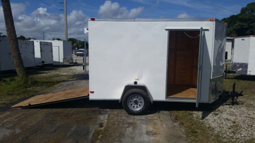 6x10 SA Trailer - White, Ramp, Side Door, Extra Height