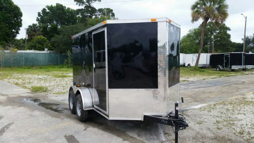 Custom 6x10 TA Trailer - Black, Ramp, Side Door, Electrical Package, Side Vents, D-Rings