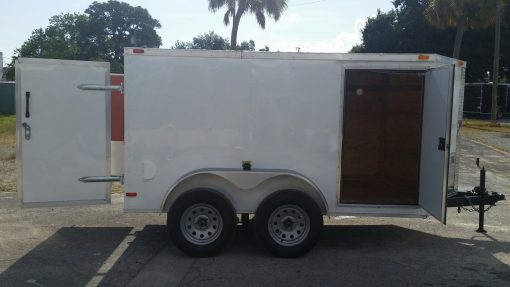 Custom 6x10 TA Trailer - White, Double Doors, Side Door, Decreased Height, Side Vents