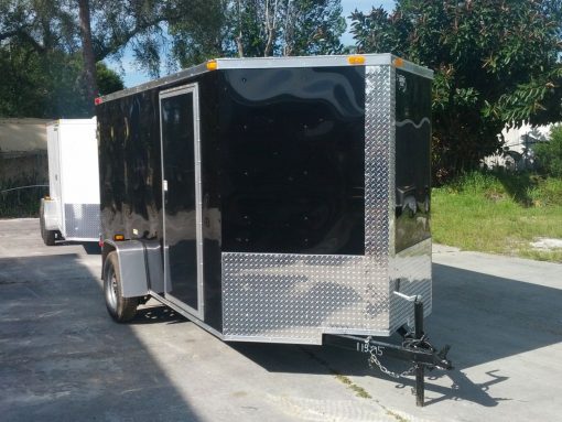 6x12 SA Trailer - Black, Double Doors, Side Door