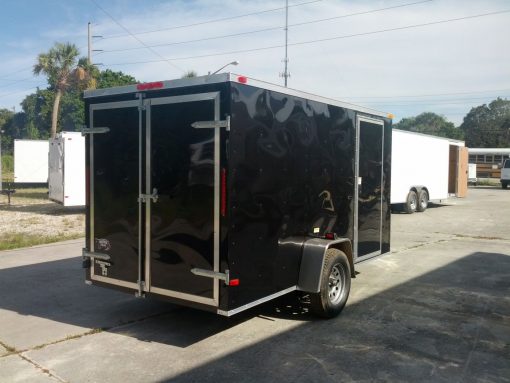 6x12 SA Trailer - Black, Double Doors, Side Door