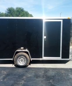 6x12 SA Trailer - Black, Double Doors, Side Door