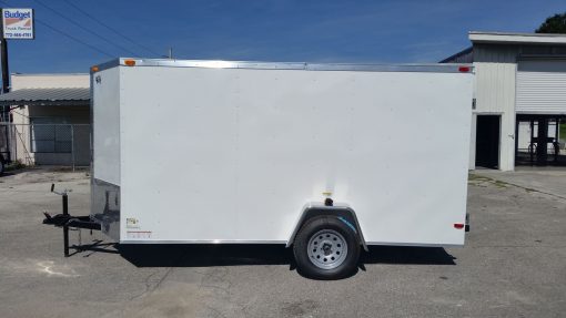 6x12 SA Trailer - White, Double Doors, Side Door