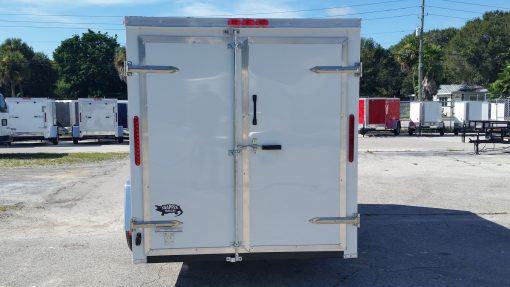 6x12 SA Trailer - White, Double Doors, Side Door