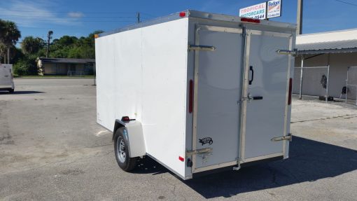 6x12 SA Trailer - White, Double Doors, Side Door