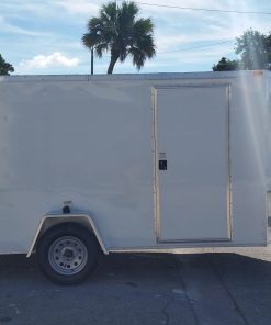 6x12 SA Trailer - White, Double Doors, Side Door