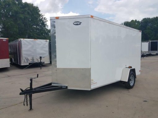 6x12 SA Trailer - White, Ramp, Side Door, Extra Height, Extended Tongue, E-Track