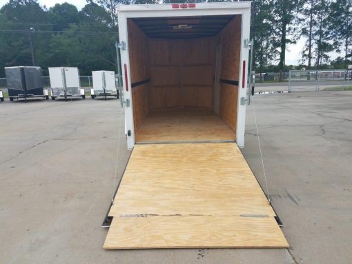 6x12 SA Trailer - White, Ramp, Side Door, Extra Height, Extended Tongue, E-Track