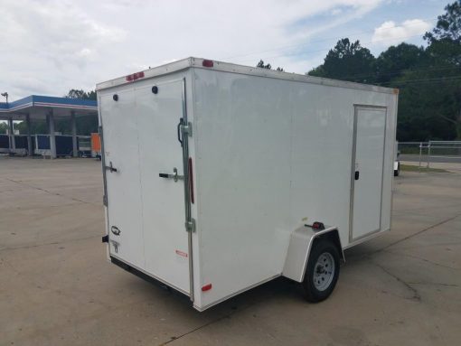 6x12 SA Trailer - White, Ramp, Side Door, Extra Height, Extended Tongue, E-Track