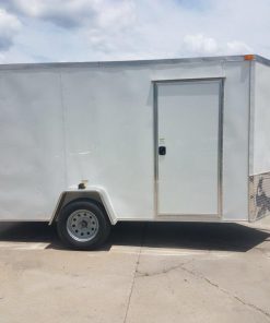 6x12 SA Trailer - White, Ramp, Side Door, Extra Height, Extended Tongue, E-Track