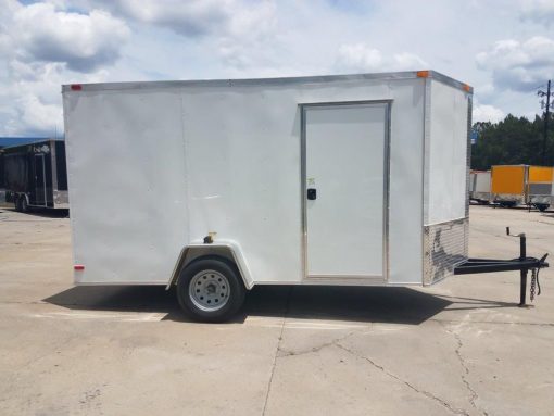 6x12 SA Trailer - White, Ramp, Side Door, Extra Height, Extended Tongue, E-Track