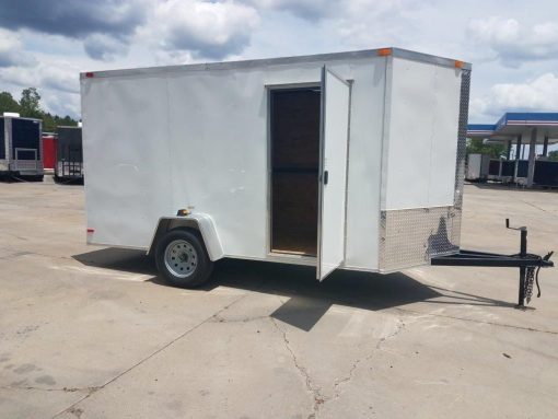 6x12 SA Trailer - White, Ramp, Side Door, Extra Height, Extended Tongue, E-Track
