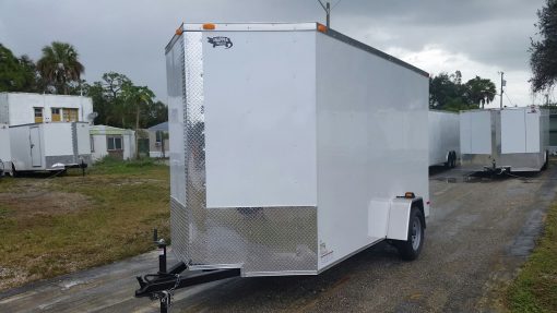 6x12 SA Trailer - White, Ramp, Side Door, Extra Height