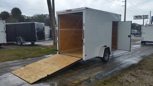 6x12 SA Trailer - White, Ramp, Side Door, Extra Height