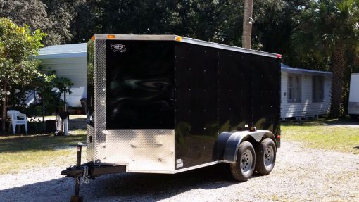 6x12 TA Trailer - Black, Double Doors, Side Door