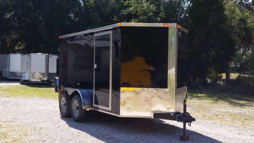 6x12 TA Trailer - Black, Double Doors, Side Door