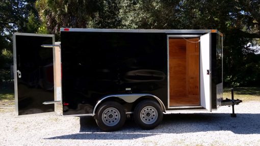 6x12 TA Trailer - Black, Double Doors, Side Door