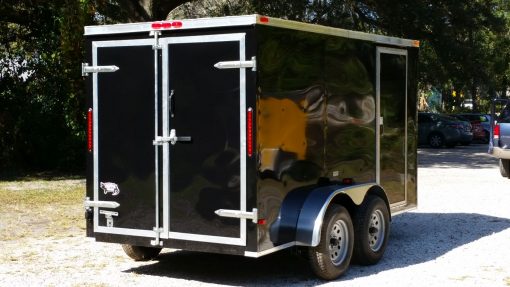 6x12 TA Trailer - Black, Double Doors, Side Door