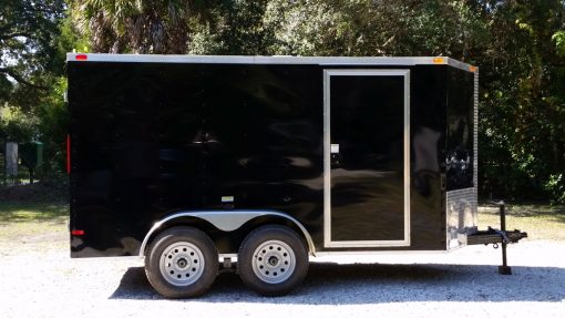 6x12 TA Trailer - Black, Double Doors, Side Door