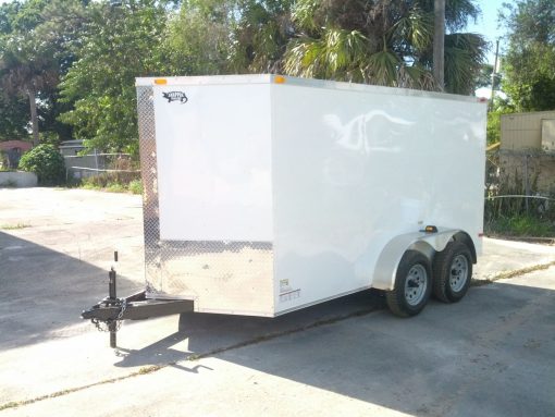 6x12 TA Trailer - White, Ramp, Side Door