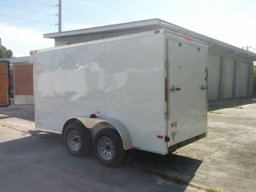 6x12 TA Trailer - White, Ramp, Side Door