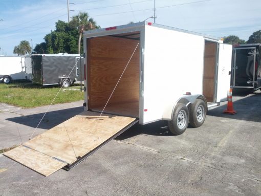 6x12 TA Trailer - White, Ramp, Side Door