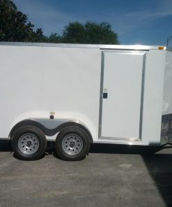 6x12 TA Trailer - White, Ramp, Side Door