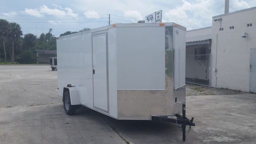 6x14 SA Trailer - White, Ramp, Side Door