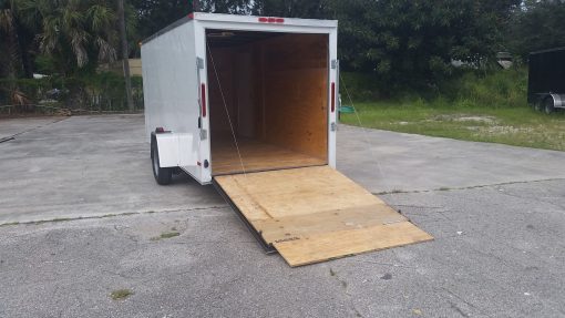 6x14 SA Trailer - White, Ramp, Side Door