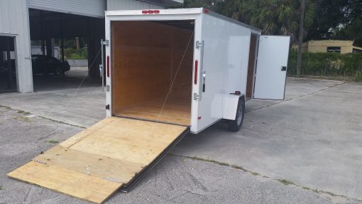 6x14 SA Trailer - White, Ramp, Side Door