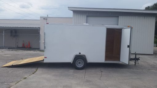 6x14 SA Trailer - White, Ramp, Side Door