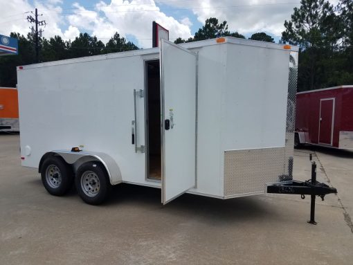 6x14 TA Trailer - White, Double Doors, Side Door