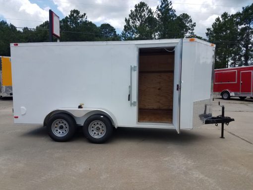 6x14 TA Trailer - White, Double Doors, Side Door