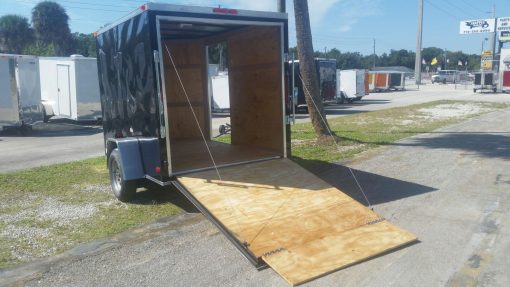 6x8 SA Trailer - Black, Ramp, Side Door