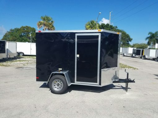 6x8 SA Trailer - Black, Ramp, Side Door