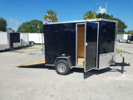 6x8 SA Trailer - Black, Ramp, Side Door