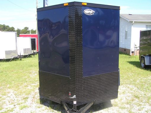 6x8 SA Trailer - Blue, Double Barn Doors, Side Door, Blackout Package, Extra Height, Stabilizer Jacks