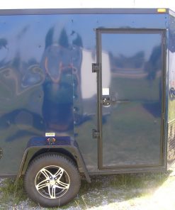 6x8 SA Trailer - Blue, Double Barn Doors, Side Door, Blackout Package, Extra Height, Stabilizer Jacks