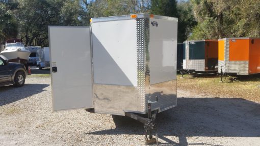 6x8 SA Trailer - White, Ramp, Side Door