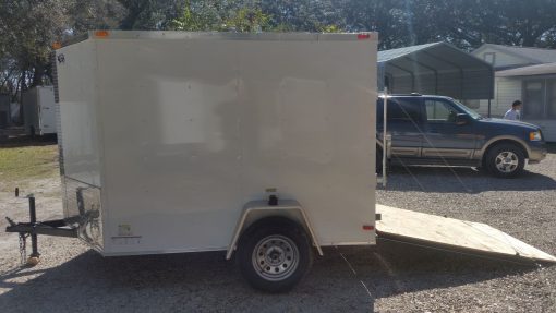 6x8 SA Trailer - White, Ramp, Side Door