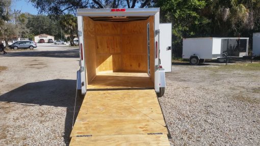 6x8 SA Trailer - White, Ramp, Side Door