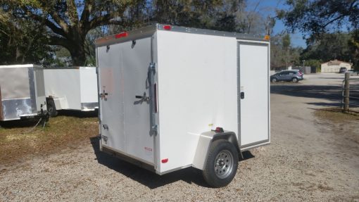 6x8 SA Trailer - White, Ramp, Side Door