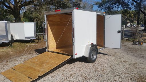 6x8 SA Trailer - White, Ramp, Side Door