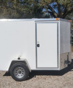 6x8 SA Trailer - White, Ramp, Side Door