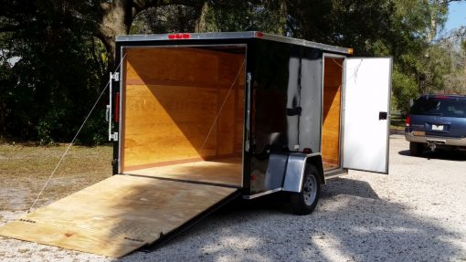 7x10 SA Trailer - Black, Ramp, Side Door