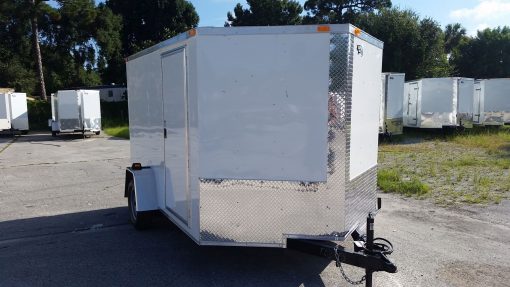 7x10 SA Trailer - White, Ramp, Side Door