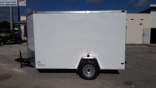 7x10 SA Trailer - White, Ramp, Side Door