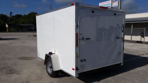 7x10 SA Trailer - White, Ramp, Side Door